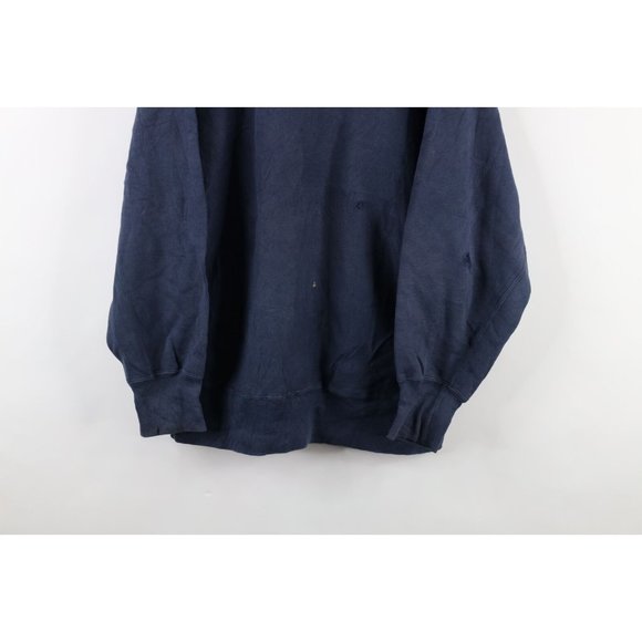 Vintage 80s Champion Reverse Weave 2XL Thrashed Crewneck Sweatshirt Navy USA - Picture 3 of 12
